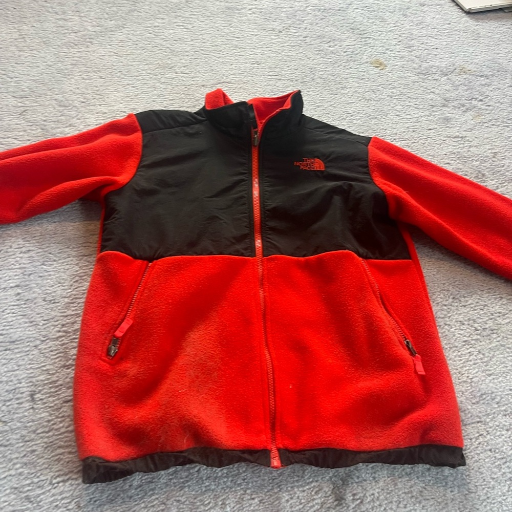 The North Face Kids Red and Black Fleece Coat